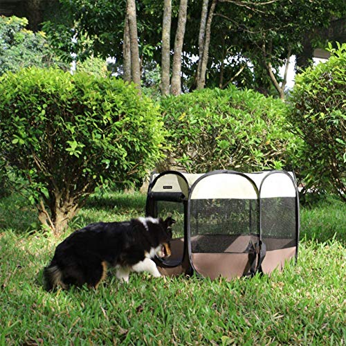 Hepeeng Portable Foldable Pet Playpen And Puppy Playpen Pet Tent With Carrying Case Collapsible Travel Bowl Indoor/Outdoor Use With Water Resistant And Removable Shade Cover #TOP4