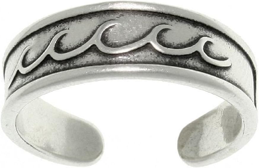 Jewelry Trends Ocean Wave Beach Sterling Silver Toe Ring Adjustable-Size