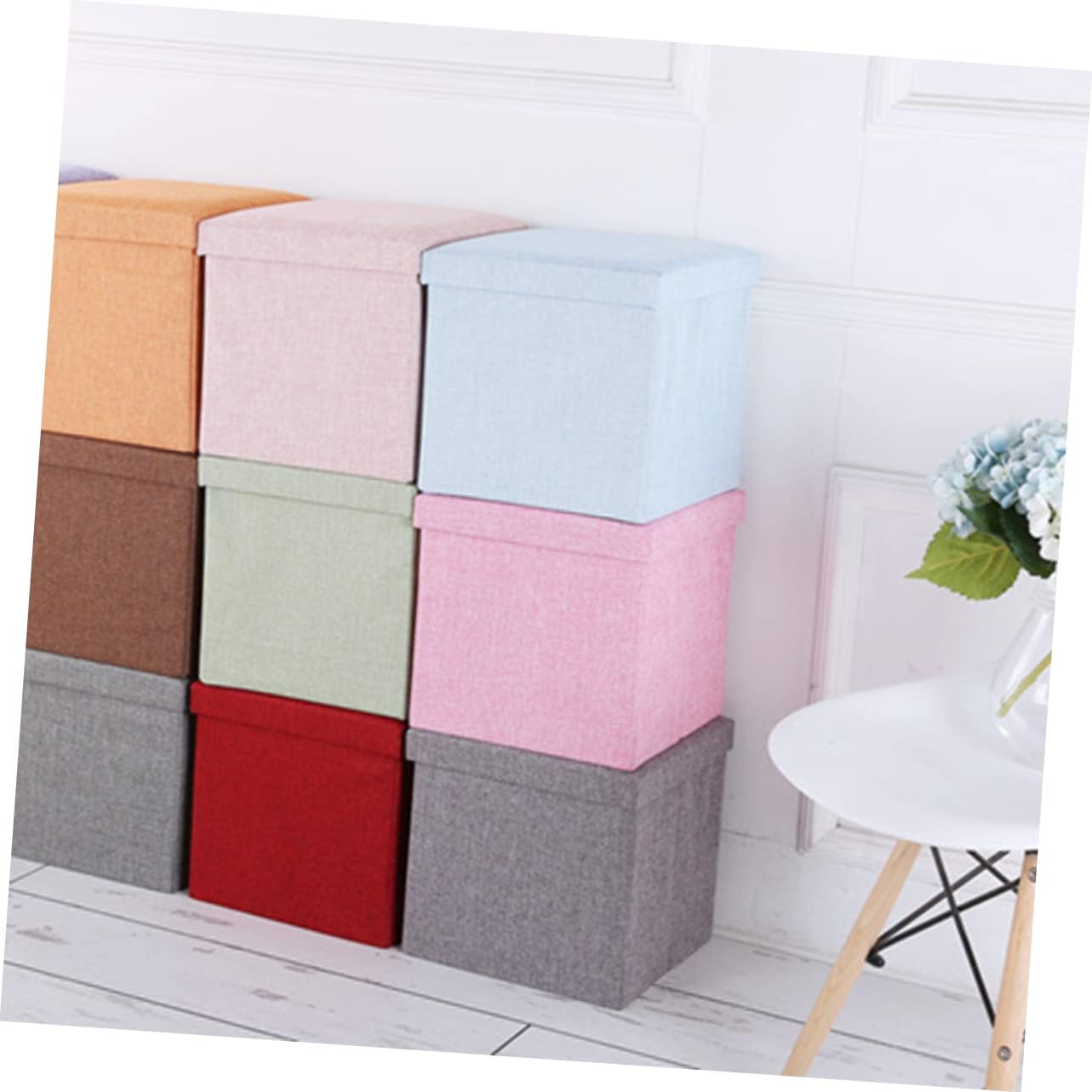 Cabilock Folding Stool Storage Container Space-Saving Footstool for Organizing Closets
