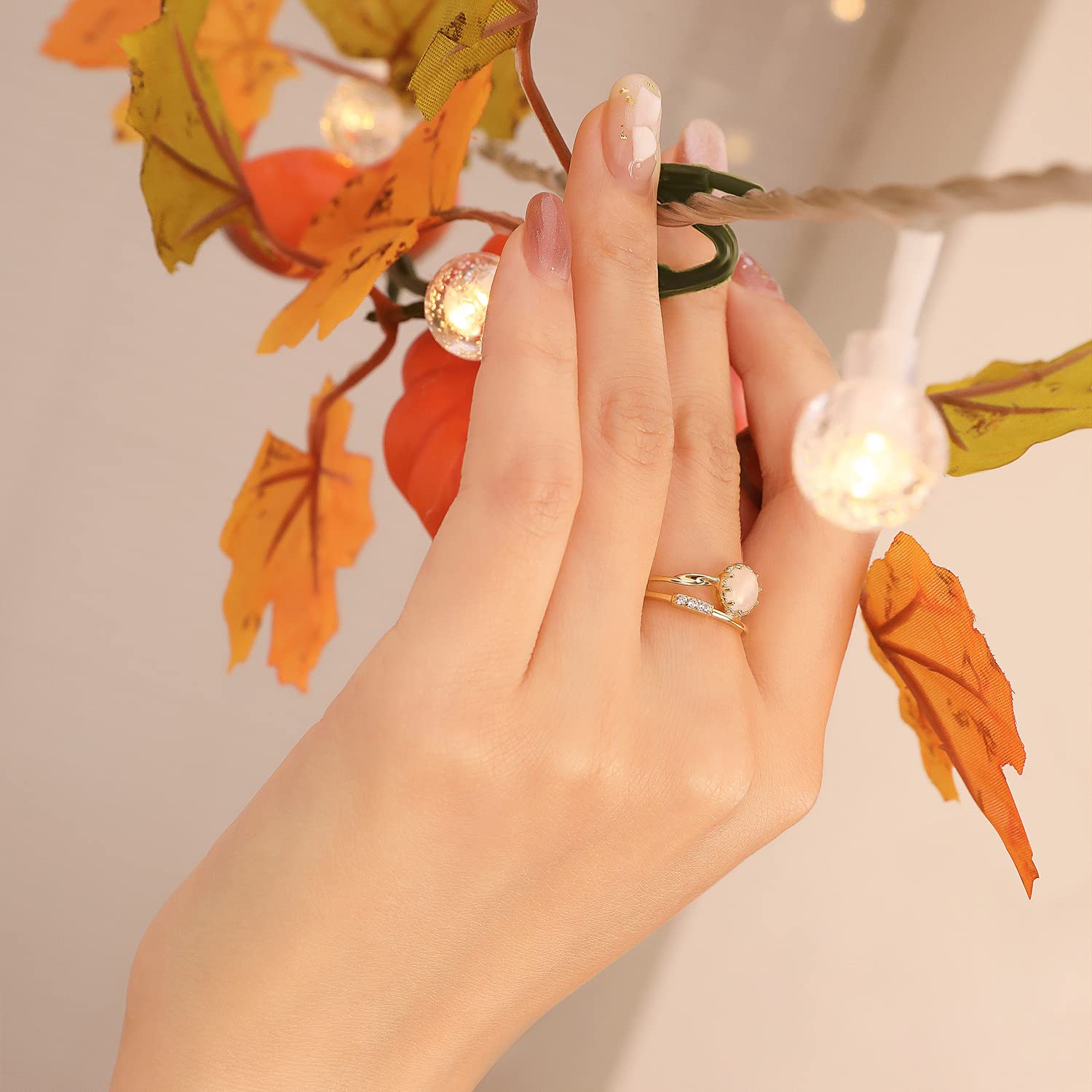 Meissa Bagues en argent sterling pour femmes Bague superposable Bague en pierre oeil de chat faite à la main Bague d'amitié mignonne Taille ajustable