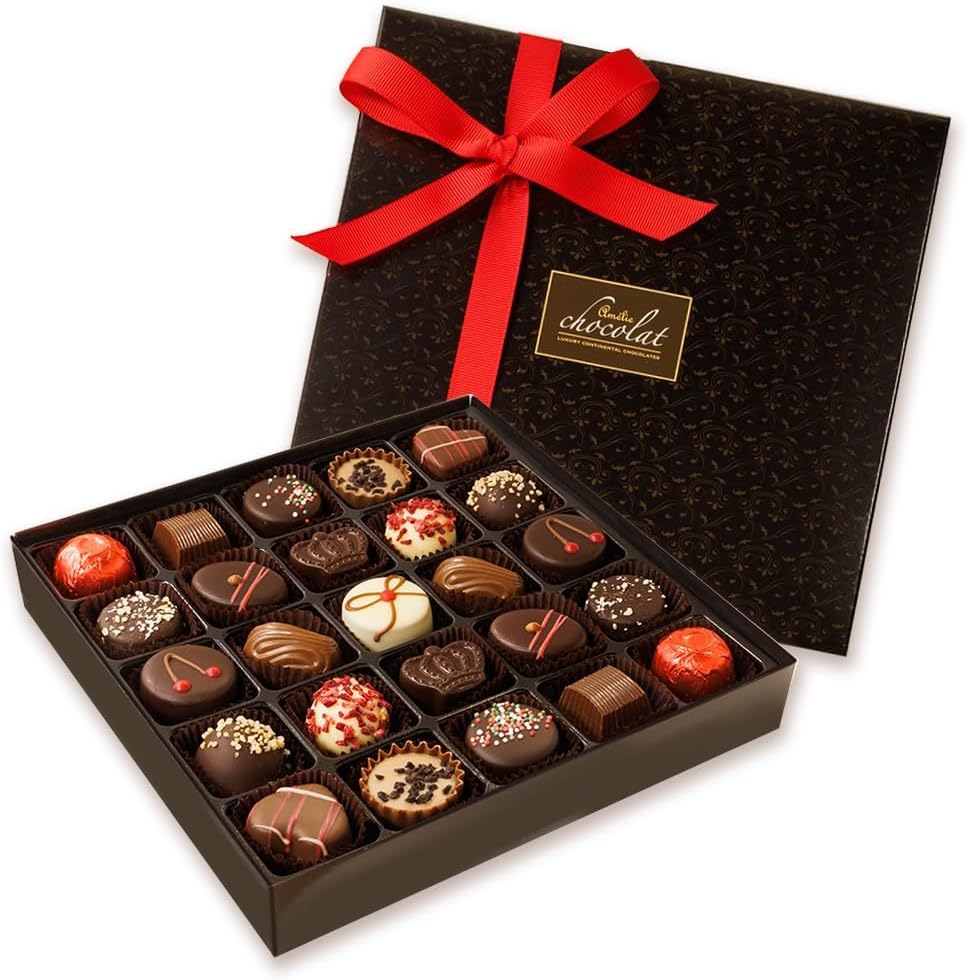 Amelie Chocolat Christmas Chocolates | 25 Luxury Christmas Chocolate Gifts | Luxury Handmade Chocolates | Adult Christmas Chocolate Gifts | 25 Assorted Chocolates