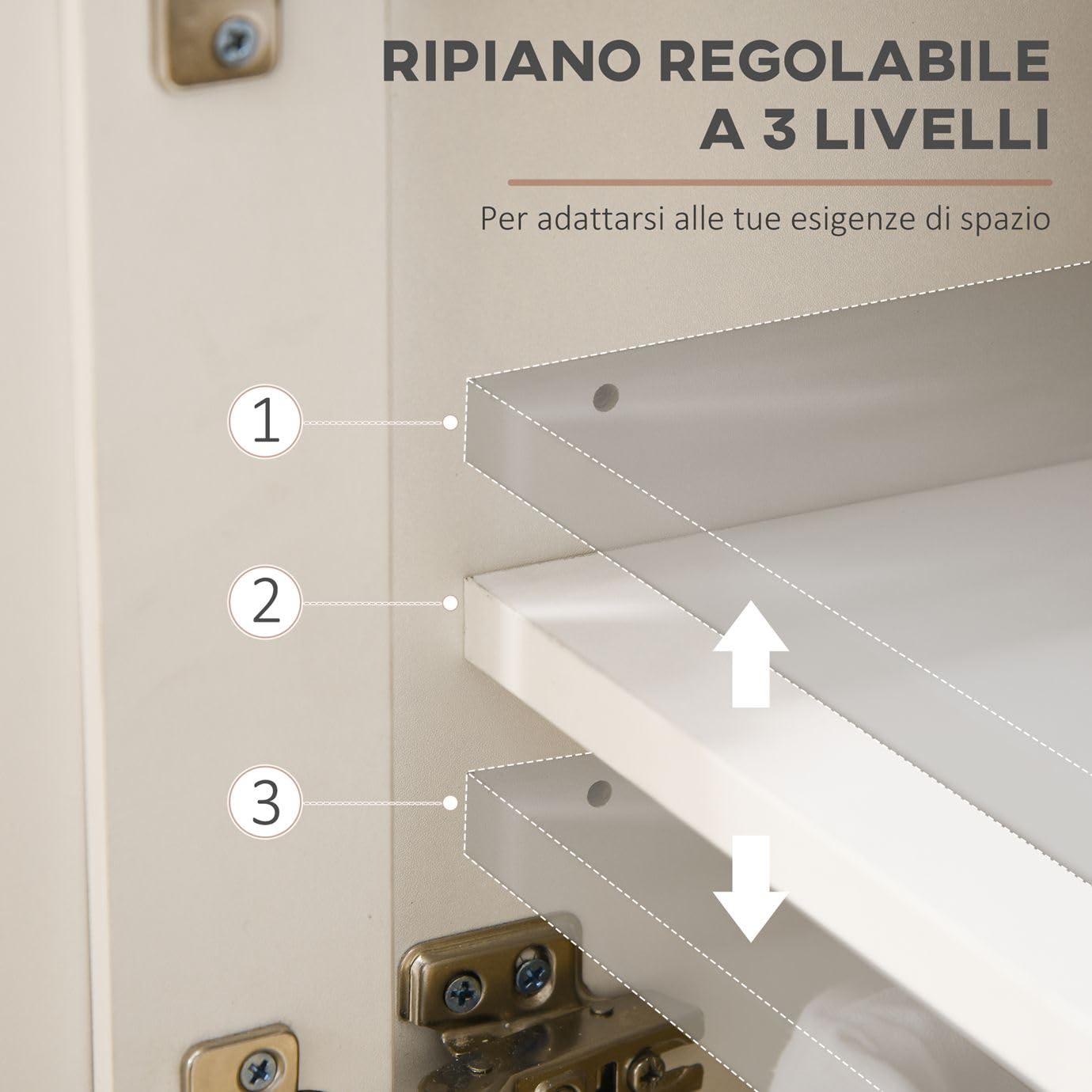 HOMCOM Credenza Cucina Buffet Moderna Madia 2 Cassetti 117x35x80 cm Bianco | 3 Ante Soft Close, Mobile Cucina, Ripiano Regolabile, Soggiorno e Ingresso, in Legno
