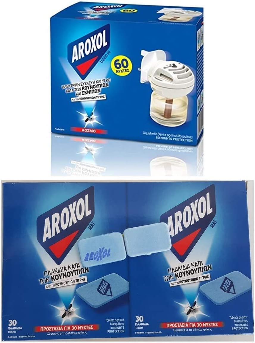 Mosquito & Insect Repellent Plug in for Both Liquid & Mat Tablets - 1 Refills Liquid is Included in The Box + 60 Mat Tablets