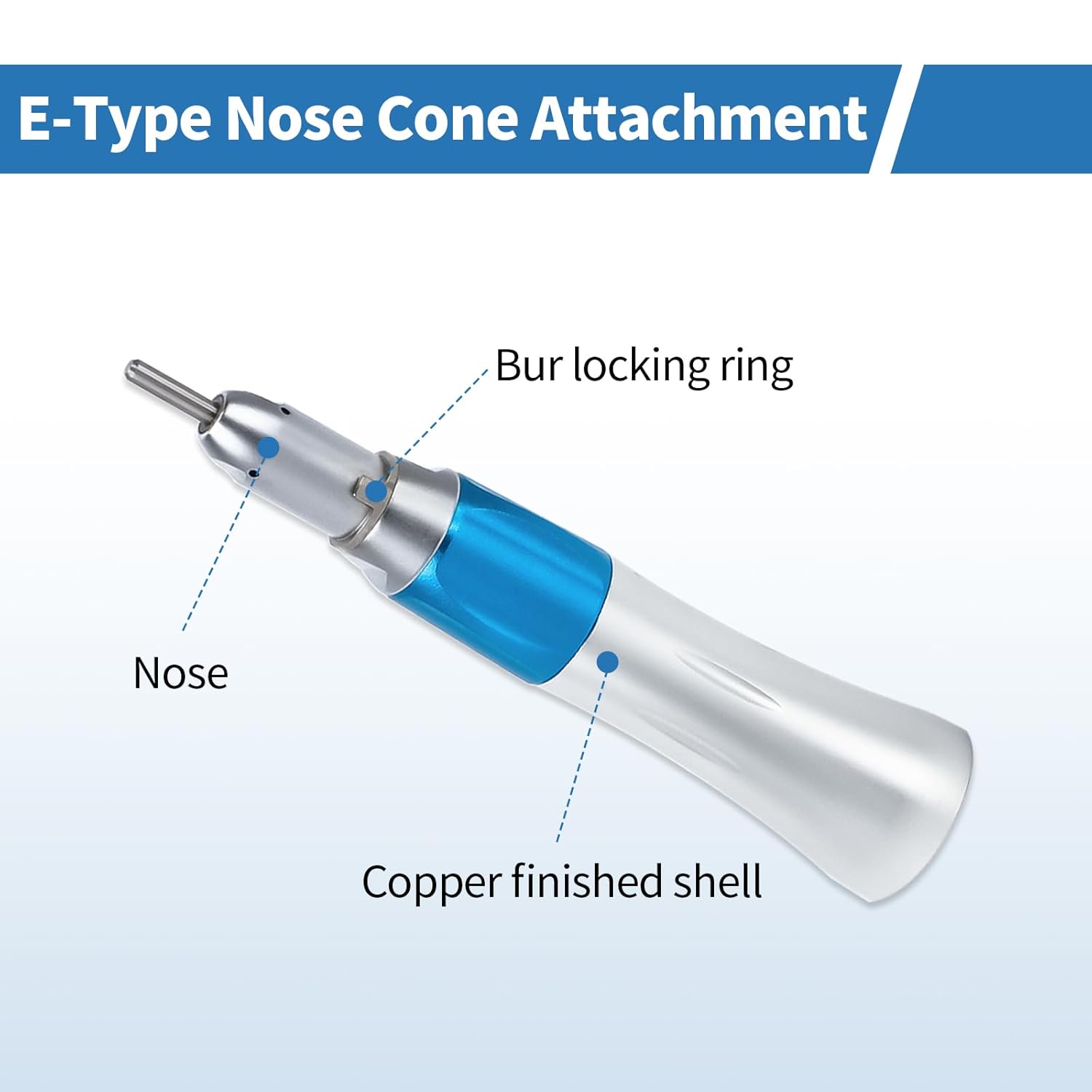 4E 4E'S USA 1:1 Straight Nose Cone, Fitting to Low-Speed E-Type Air-Turbine Motors