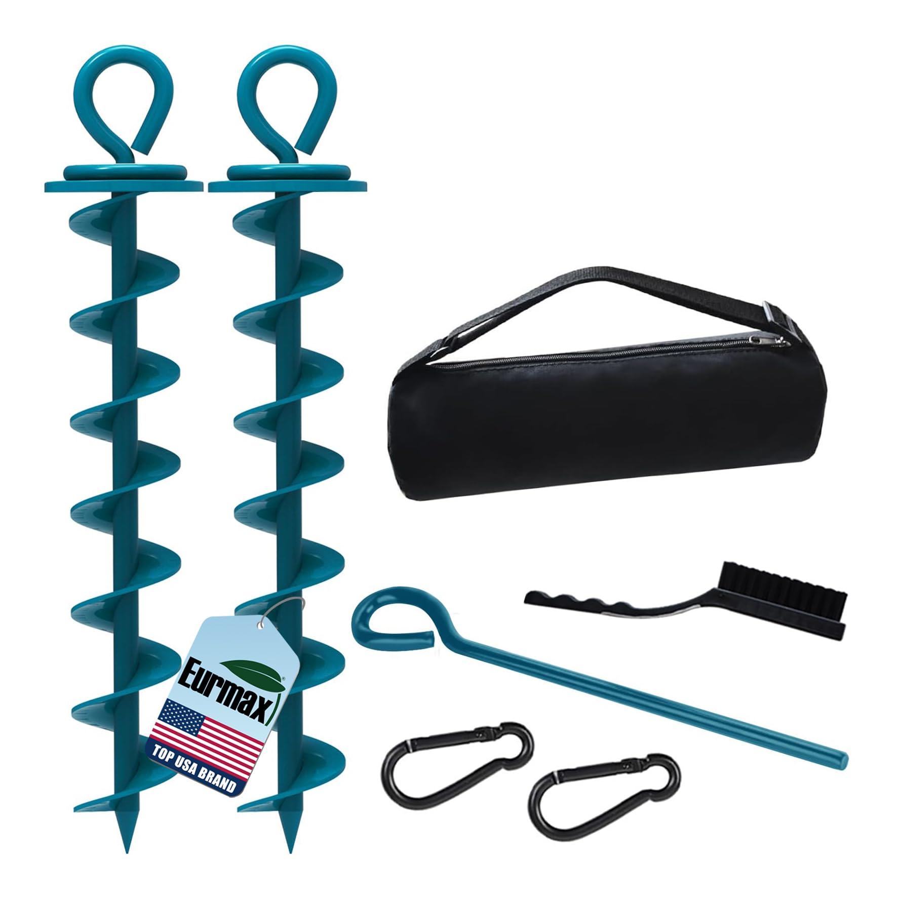 Eurmax USA 2-Pack Heavy Duty Dog Tie Out Stake, No-Tangle In Ground Anchor Runner for Large Dogs up to 210 Lbs - Perfect for Yard, Beach and Camping (Large,Navy Blue)