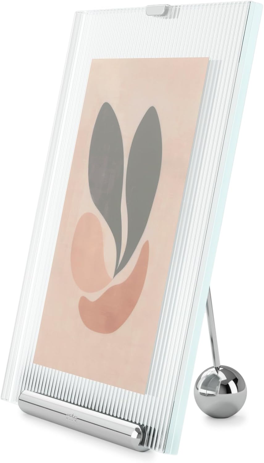 Umbra Flute 5x7 Floating Picture Frame – Modern Glass Photo Frame with Ribbed Backing and Integrated Easel, Tabletop Display for Photos or Artwork – Chrome