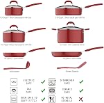 Amazon Basics Ceramic Non-Stick 12-Piece Cookware Set, Red - Pots, Pans and Utensils