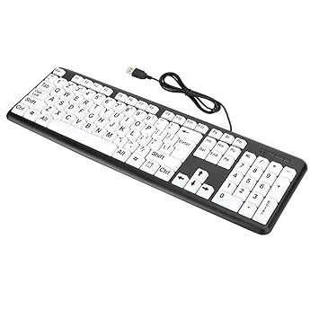 Large Print Computer Keyboard, Wired USB High Contrast Keyboard with Oversized Print Letters Visually Impaired Keyboard for Seniors and Those Just Learning to Type(Black)
