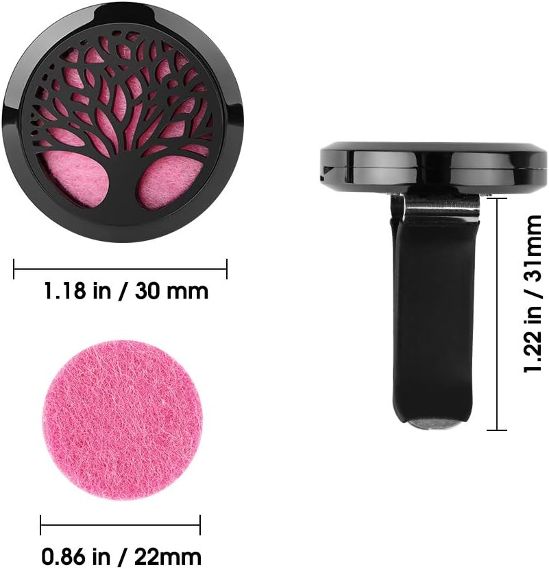 30mm Aromatherapy Car Diffuser Vent Clips Stainless Steel Essential Oil Car Diffuser Clips with 12 Felt Pads Aroma Gift for Christmas (2PCS)