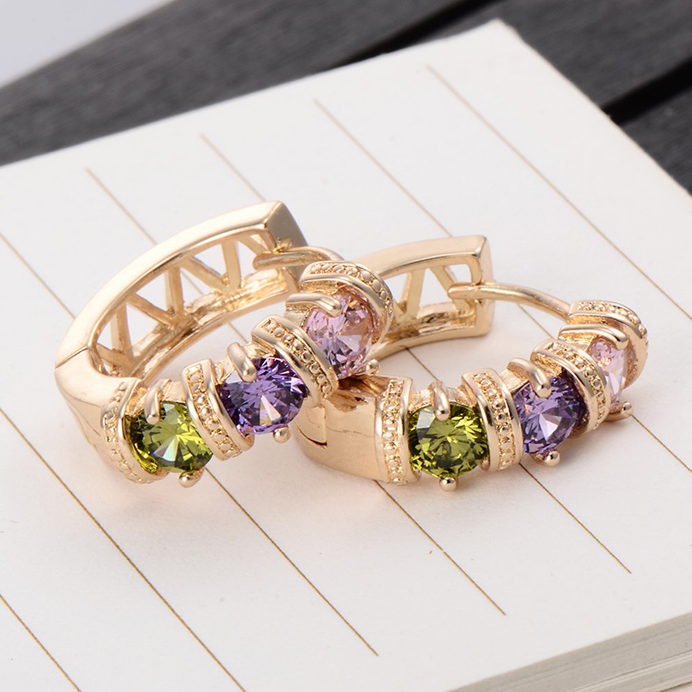 YAZILIND 18K joyeria plateada oro colorido cristal Cubic Zirconia bola embutido redondo pendiente llenada de diseno claro senoras mujeres moda aretes para ninas