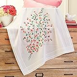 Stickdecke und Stickgarn aus 100 % Baumwolle, Mitteldecke 80 x 80 cm, eingewebter Zierrand , qualitativ sehr hochwertig