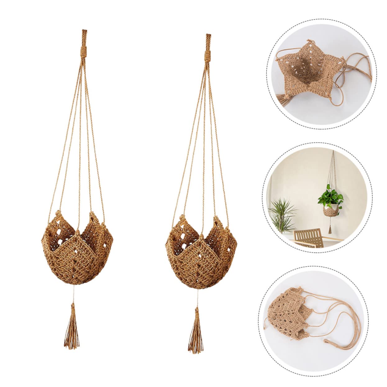 Hemobllo 2 Set Portavasi Appesi Macramè Per Piante Sospesi Portavaso Decorativo Per Ed Esterni Per E Design E Multifunzionale 2 Pezzi * 2