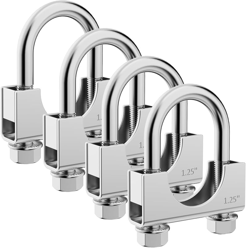 Abraçadeiras tipo U para escapamento LCGP 1,25″ em aço inoxidável – Kit com 4 unidades