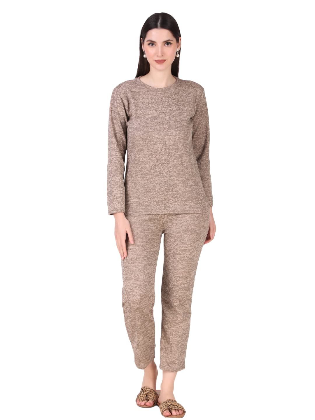 fnocks Women Karachi Woolen Night Suit| Top & Pyjama Set with Full Sleeve-picture-12