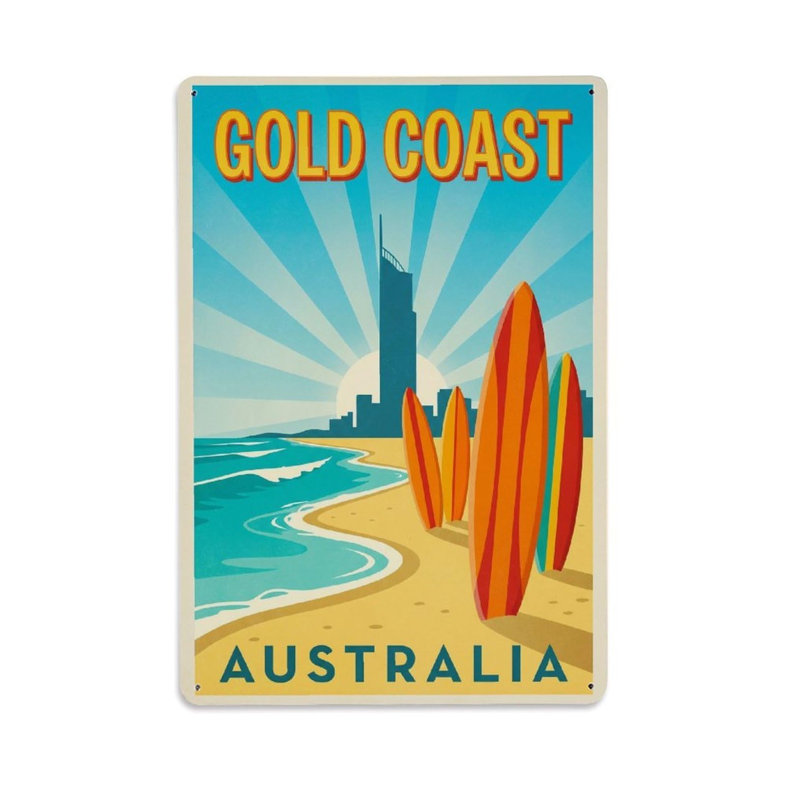 Australia Gold Coast Lagoon Travel Heritage Metal Tin Sign