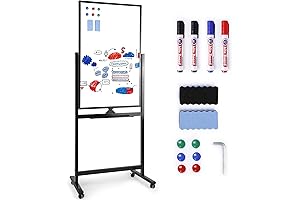 40x24- Inch Double-Sided Mobile Whiteboard on Wheels