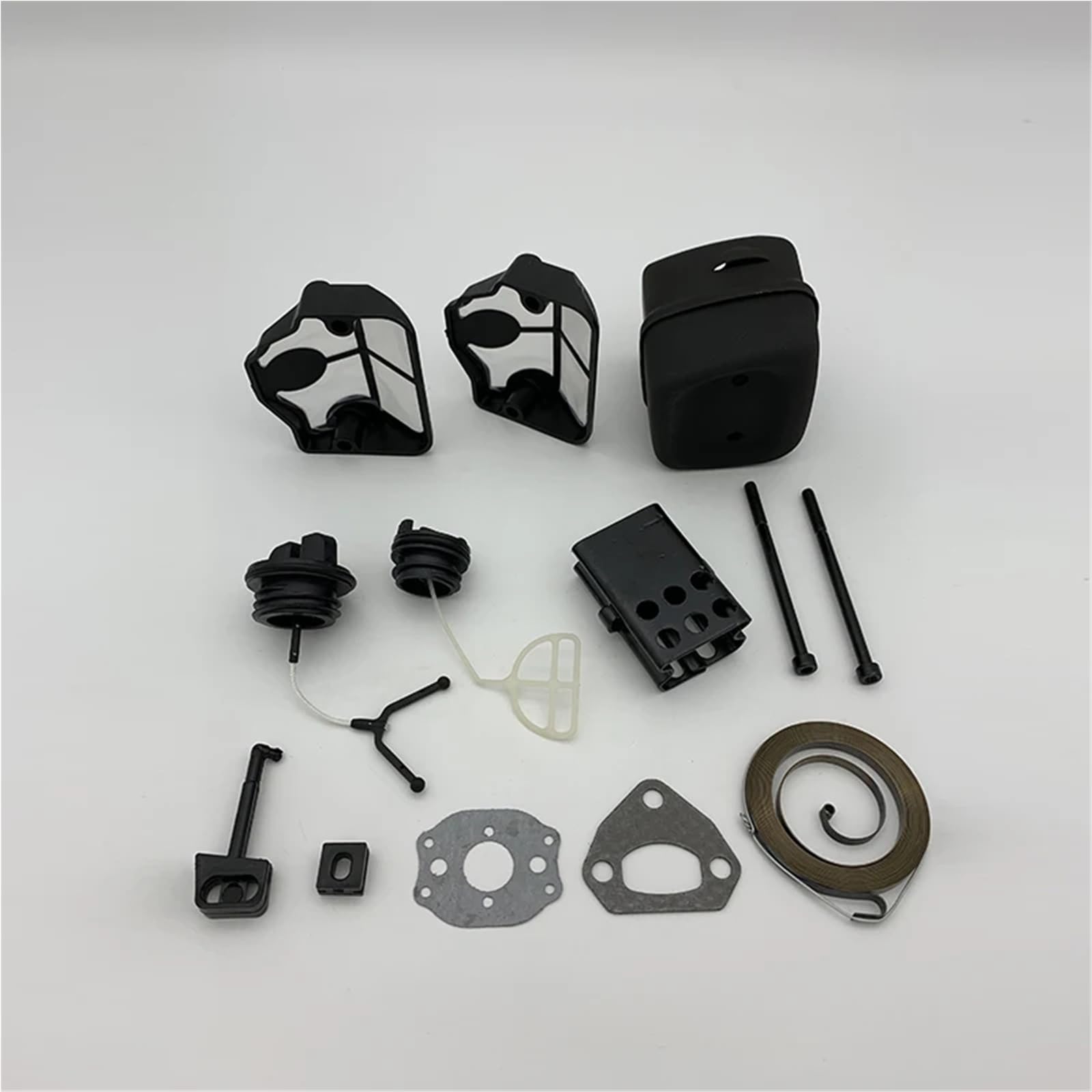 Perno del silenciador de escape, filtro de aire, tapa de combustible, varilla del estrangulador, polea de arranque, compatible con motosierra de gasolina HUS 137, 142, 137LE y 142LE.