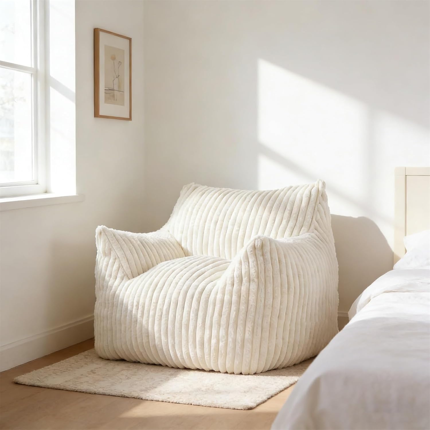 Soft Bean Bag Sofa Chair, Premium Beanbag Chair with Filling, Bedroom Chair, Bean Bag Chairs for Kids, Versatile Home Use(No Foot Pedal)