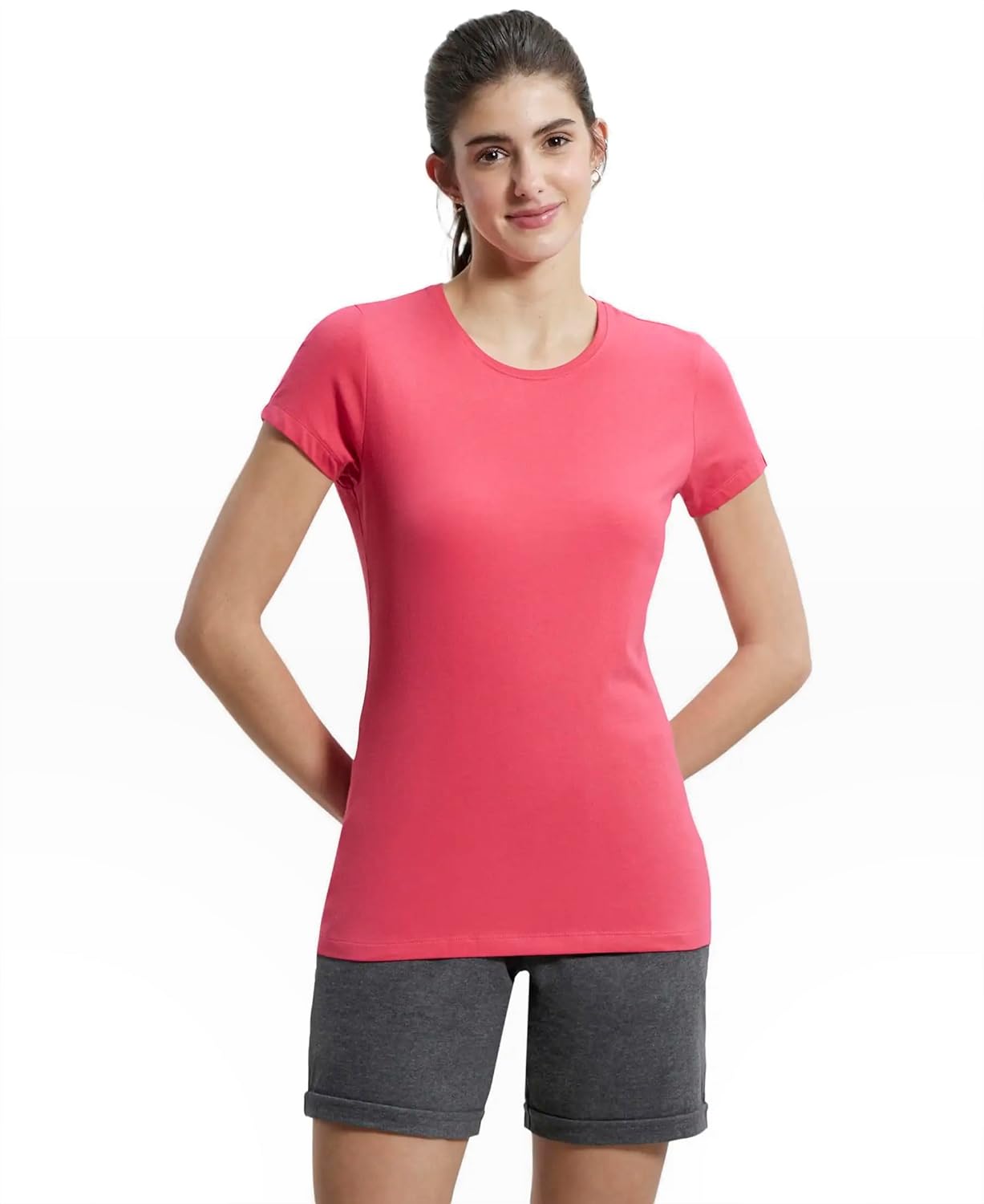 Jockey 1515 Women’s Super Combed Cotton Elastane Stretch Regular Fit Solid Round Neck Half Sleeve T-Shirt Jockey 1515 Women’s Super Combed Cotton Elastane Stretch Regular Fit Solid Round Neck Half Sleeve T-Shirt