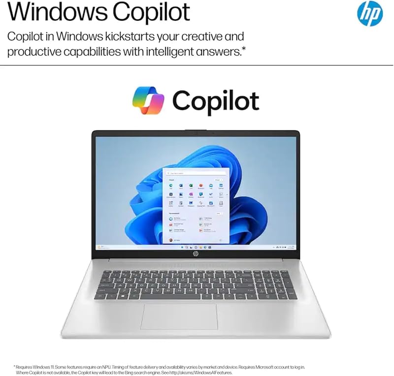 HP 2026 17.3 Inch Laptop for Business & Students, AMD Ryzen 5 7430U (Up to 4.5GHz), 17.3" FHD IPS Anti-Glare Display, 16 GB RAM, 1 TB SSD, Copilot AI, Numeric Keypad, HD Cam, Bluetooth 5.4, Win 11 Pro image 4