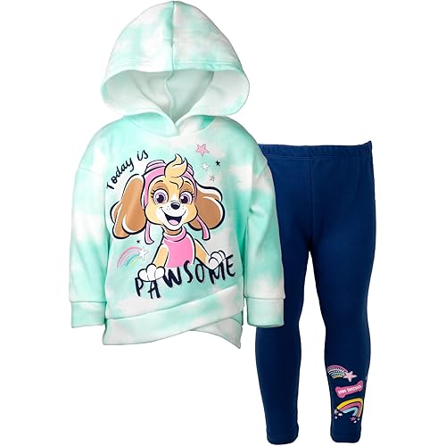Paw Patrol Everest Skye Girls Pullover Crossover Fleece Hoodie and Leggings Outfit Set Toddler to Little Kid