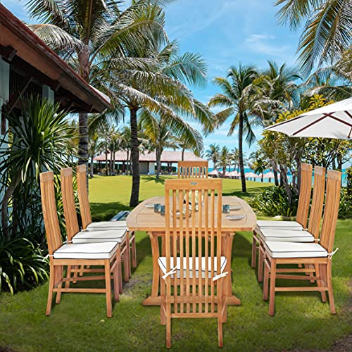 Outdoor Dining West Palm Beach: Top Stylish Sets for Your Patio 5 9 Piece Teak Wood West Palm Outdoor Patio Dining Set Including Semi-Oval Extension Table & 8 Side Chairs