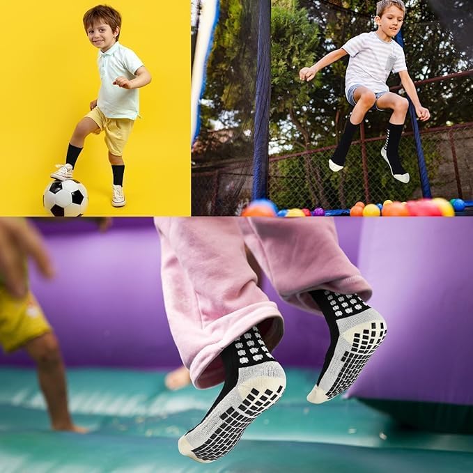 INSFIT 4 Pair Hi-Tech Performance Athletic Non Slip Grip Socks For Men Women Crew Length Anti Slip Calf Size Cushioned Breathable Cotton Grip Sports Crew Socks For Footballers Soccer Cricket Yoga - Image 8 thumbnail