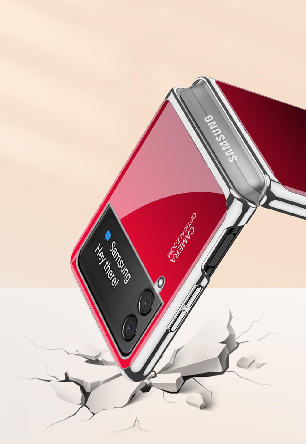 Funda de Vidrio Templado Degradado para Samsung Z Flip 5 Flip3 Flip4 Carcasa para Galaxy Z Flip 3 4 5, Borde Plateado PB, para Samsung Z Flip 4