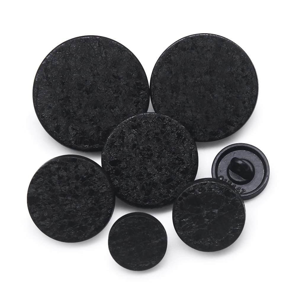 Jamsinmu 36PCS Metal Button Round Moulded Sewing Metal Flat Shirt Suit Trouser Round Button JS087-Black Mix