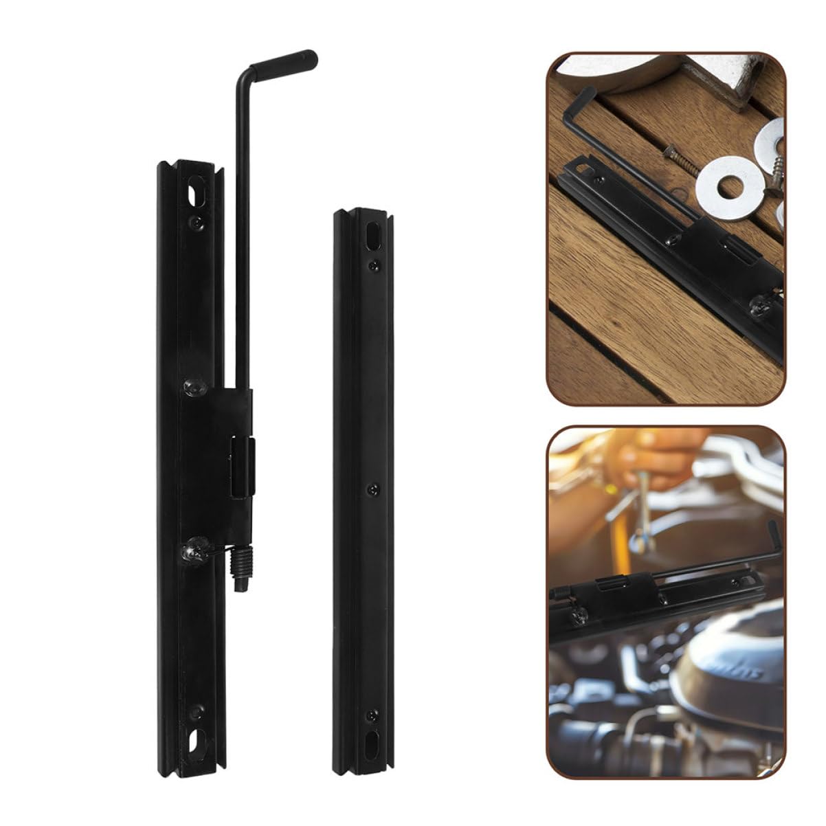 Ciieeo Kit 2 Paia Binari Scorrevoli per Sedile Racing in Ferro Nero Meccanismo di Regolazione e Posizionamento Regolabile per Riparazione Veicoli