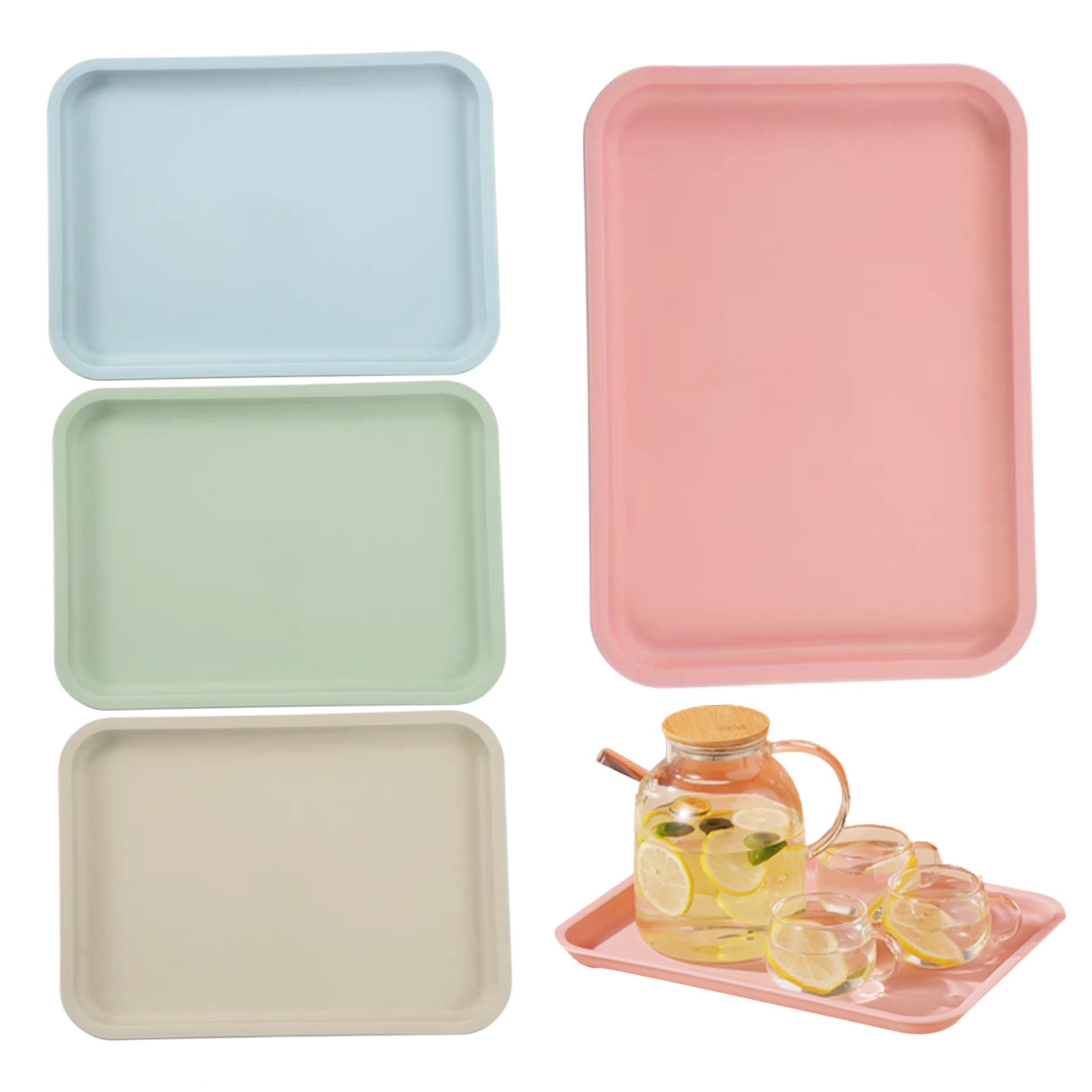 Plateaux de service antidérapants lot de 4 rectangulaires pour sécuriser vos repas en cuisine