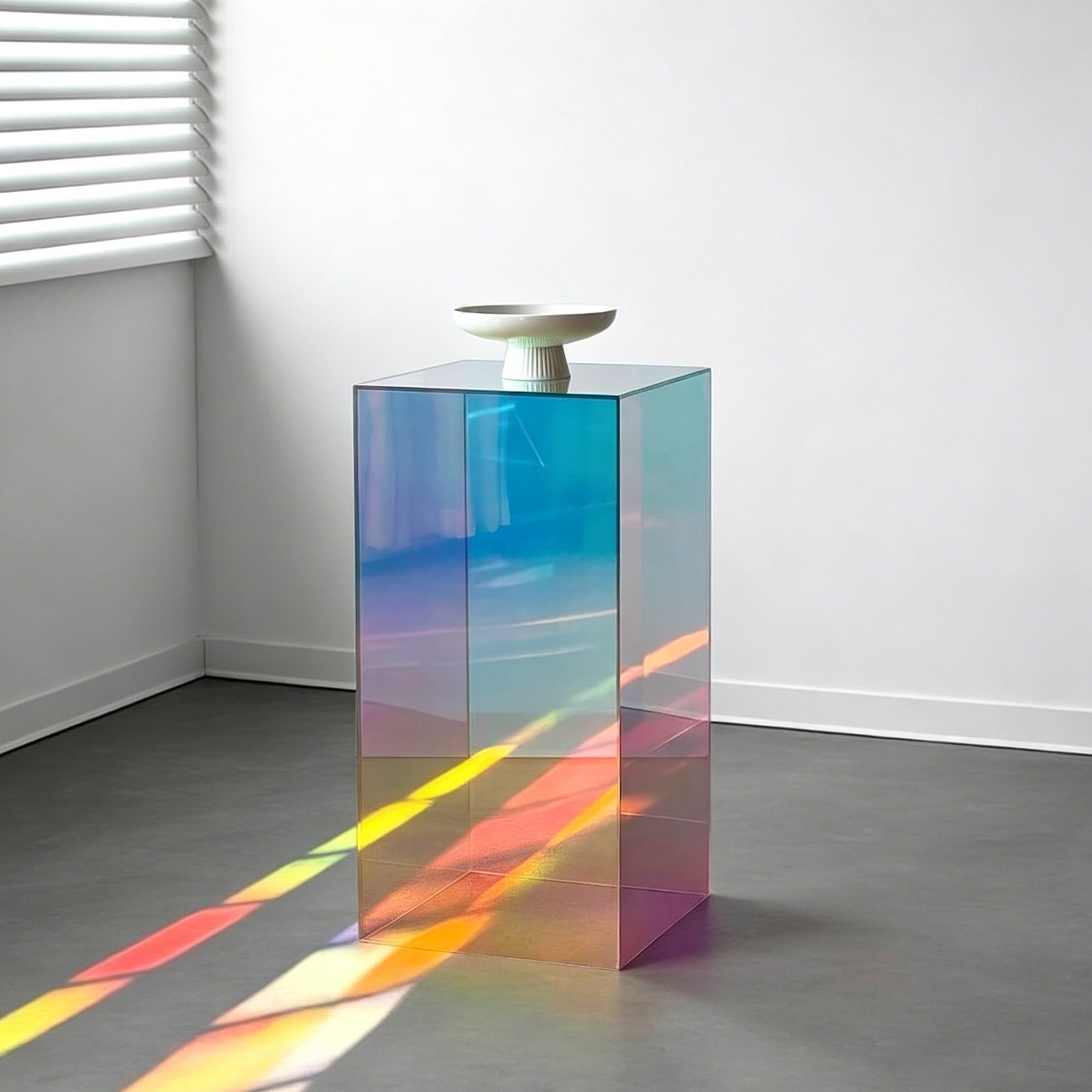Lyfhysdsp One Color Iridescent Acrylic Display Pedestal Cube Stand, 30Cm Square Base 20-100Cm Height Rainbow Decorative Riser Plinth For Home Wedding Retail Event(60Cm/23.62")