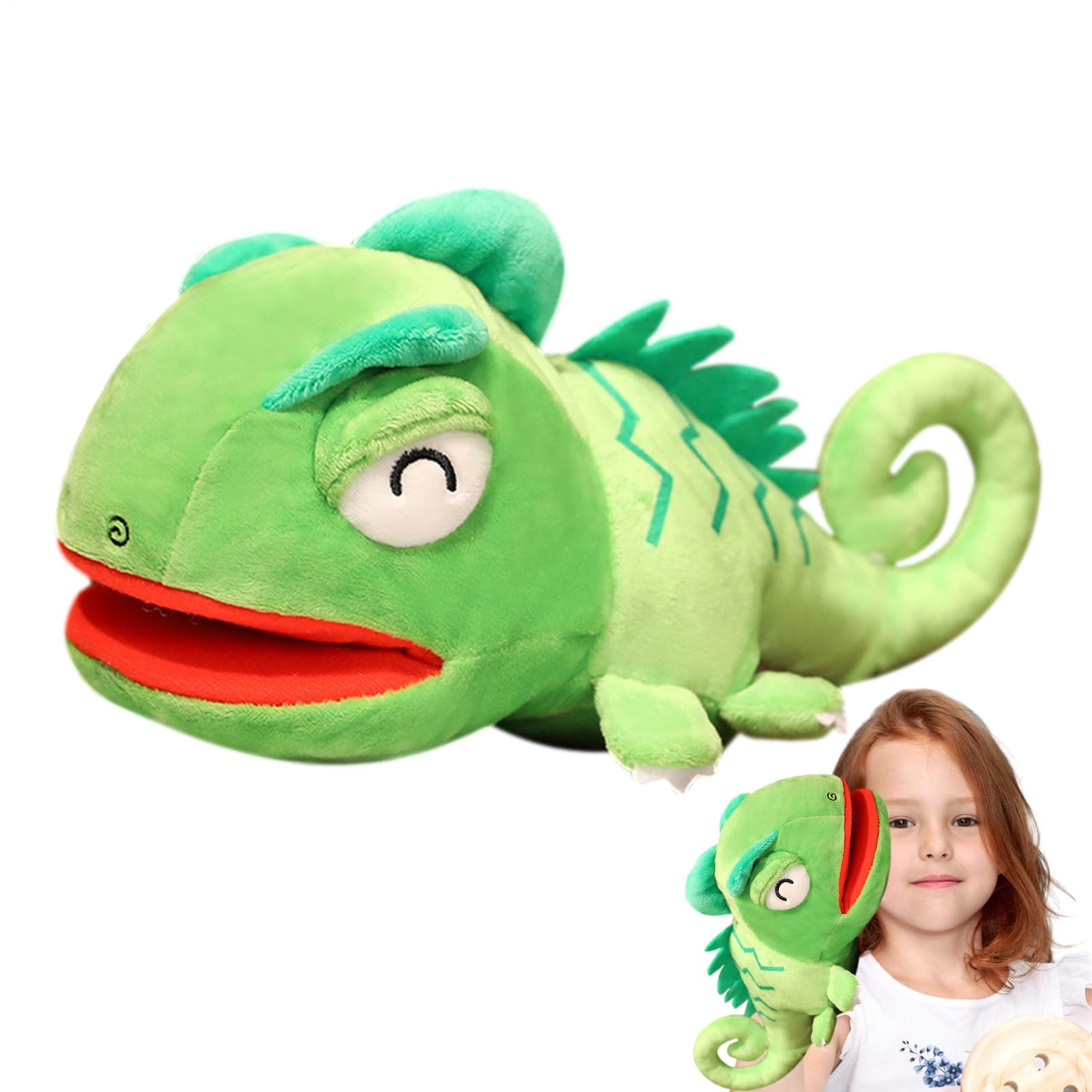 Peluche Caméléon avec Bouche Mobile | Marionnettes d'animaux Mignons en Peluche Caméléon | Peluches De Lézard en Peluches, Animal EnPeluche Reptile Multifonctionnel