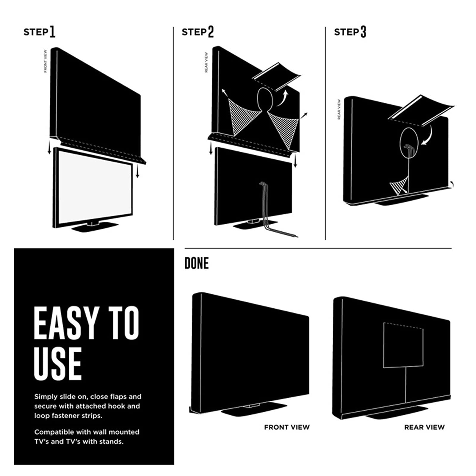 Housse de Protection d'extérieur TV 600D Polyester Tissu Imperméable UV Écran Plat TV Protecteur D'affichage Pour 50 ''à 70 ''LCD LED (For 60-65 inch TV)