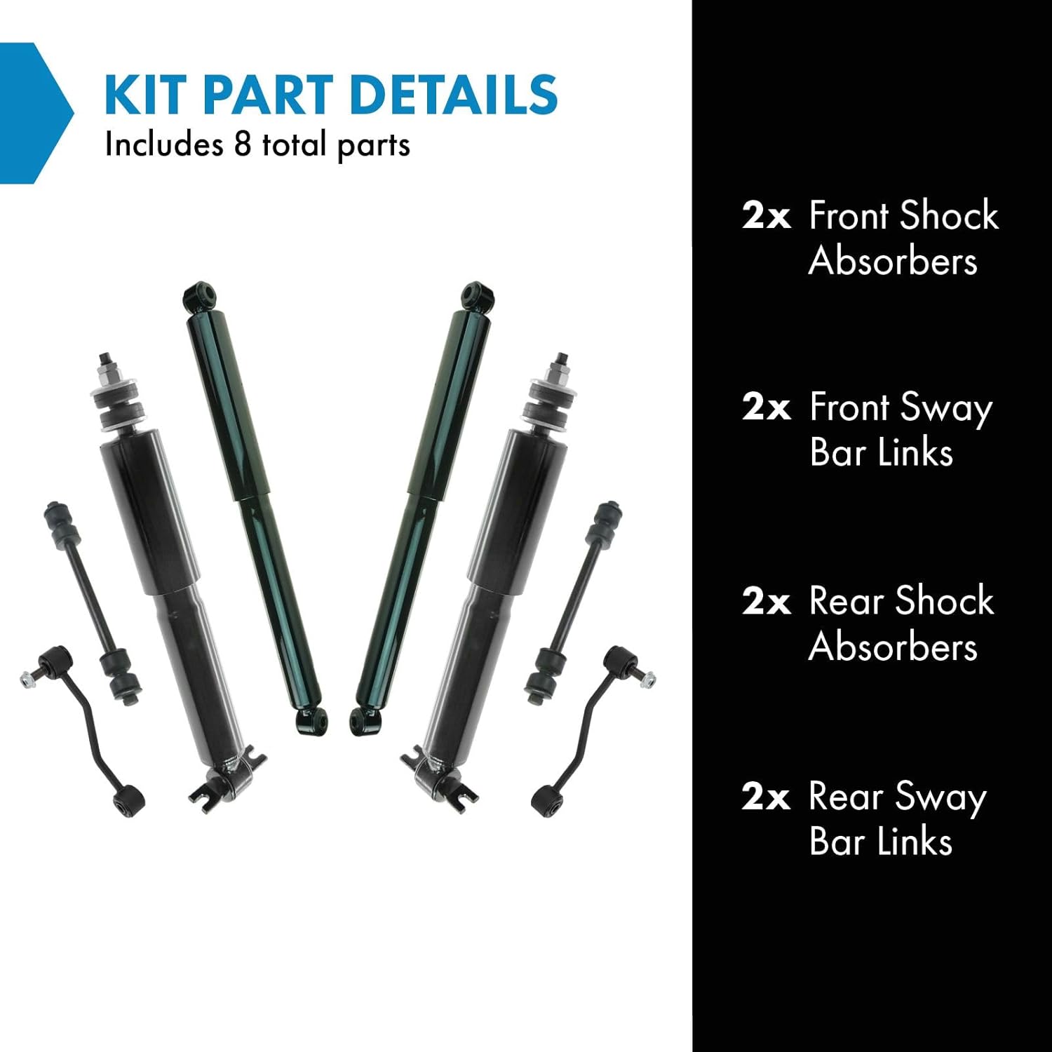 TRQ Front and Rear Suspension Kit Shock Absorber Sway Bar Stabilizer Link Compatible with 1998-2011 Ford Ranger 2001-2009 Mazda B2300 1998-2001 B2500 1998-2007 B3000 1998-2000 B4000