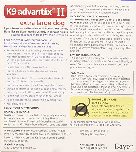 Bayer K9 Advantix Ii, Flea And Tick Control Treatment For Dogs, Over 55 Pound, 2-Month Supply #TOP1