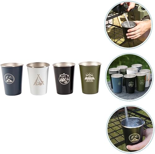 Miniatura 4 de 1 Set Outdoor Camping Cup Metal Tumblers Coffee Travel Mug Stainless Steel Mug Metal Shot Glasses Insulated Mug Tall Shot Glasses Camping Mug