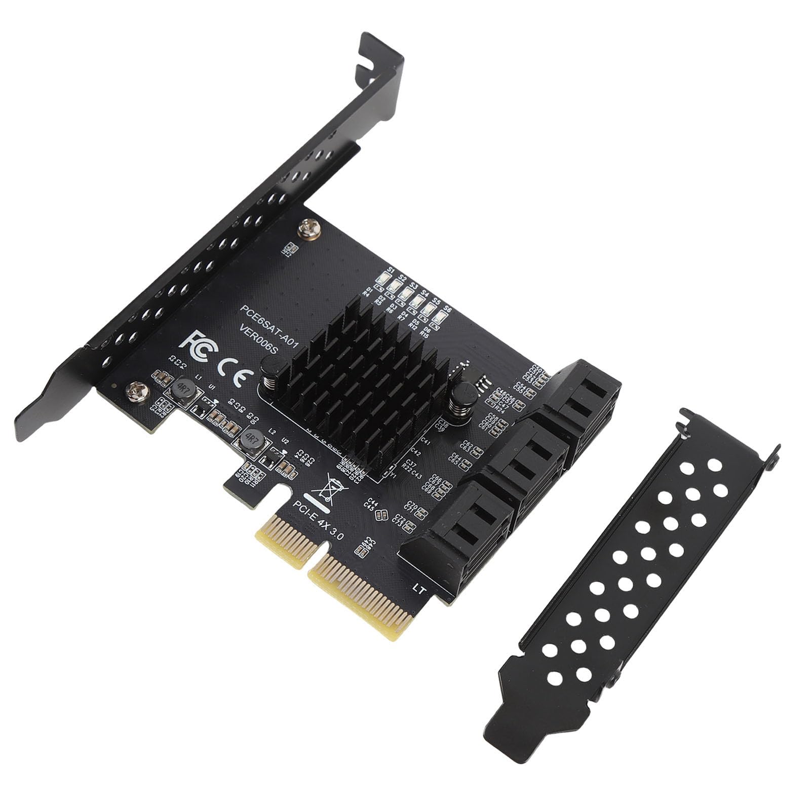 Fabater PCIe a Serie ATA3.0 Conjunto de Extensión de Disco Duro de 6 Puertos Confiable para una Transferencia de Datos Eficiente, Compatible con Diferentes Sistemas e Instalación Simple