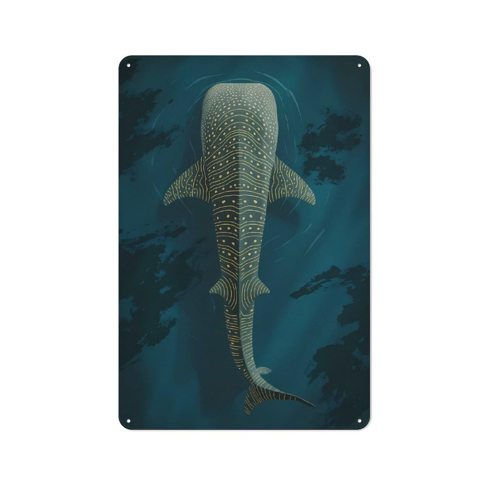 Junmoney Style-8 Tin Wall Plaque 30X20cm With Whale Shark Illustration(2) For Living Room Or Hallway, For Vintage Wall Decor Fans, For Themed Room Decoration