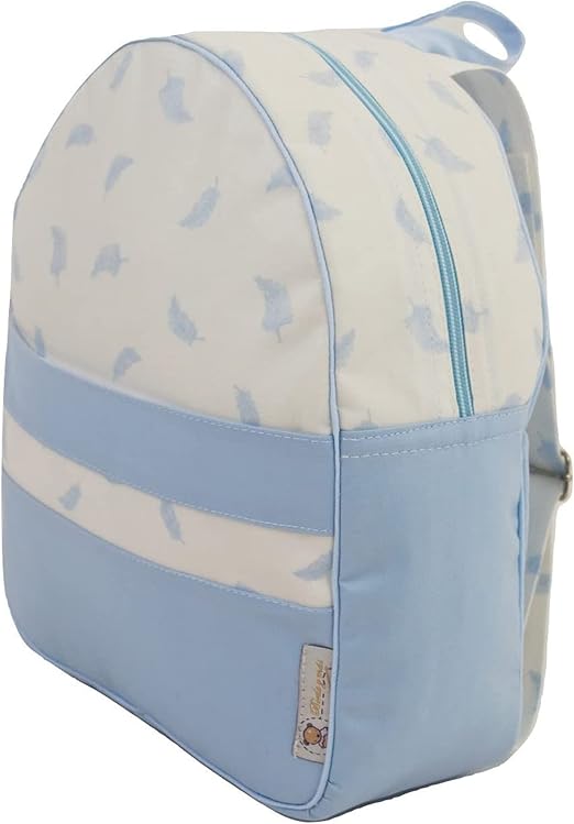 NENEL Mochila Infantil Personalizable De Ecopiel - Mochila Bebé - Modelo Partida Canina - Color Azul - Medidas 11 X 24 X 30 Cm - Personalizar Regalos - Handmade - Hecho En España