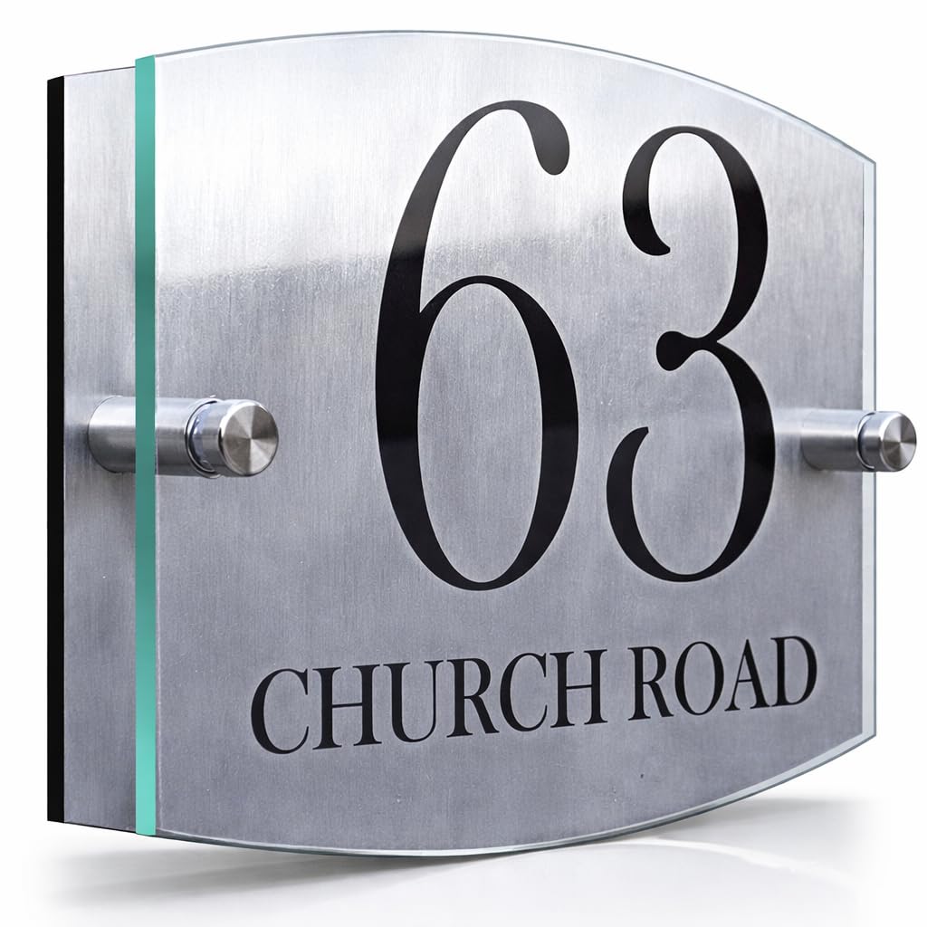 HOUSE SIGN PLAQUE DOOR NUMBER STREET NAME ACRYLIC & ALUMINIUM COMPOSITE