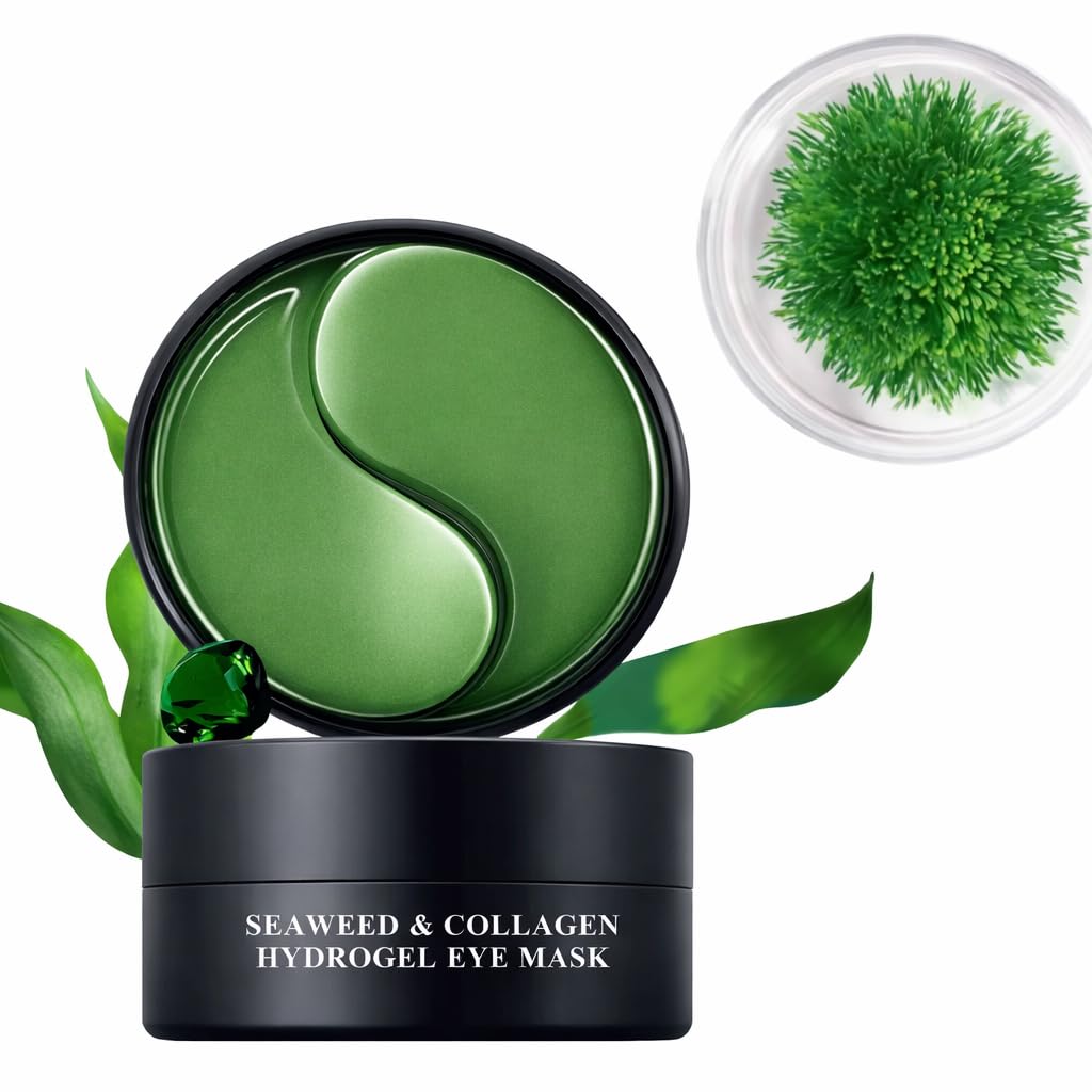 Seaweed Hydrating Under Eye Patches, Green, 60 Pairs, Anti-Aging Dark Circle Treatment, Cooling Gel Mask with Moisturizing Formula, 15-20 Minutes Application (Seaweed GREEN)-image-17