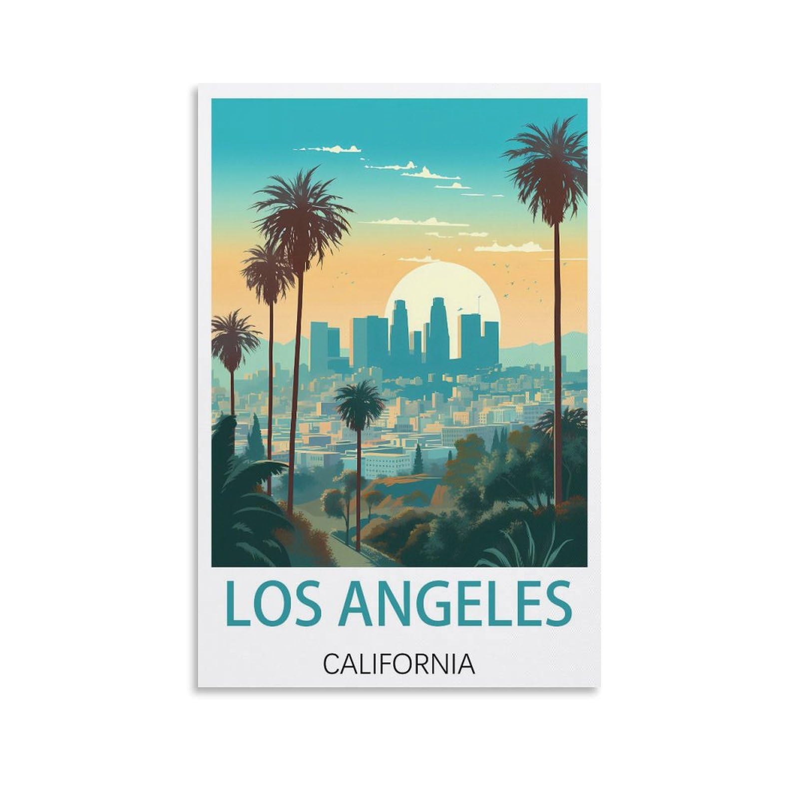 CYYHGEE Los Angeles California Vintage Travel Poster 12x18inch(30x45cm) Canvas Poster Wall Art Living Room Home Decor