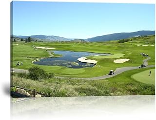 British Columbia Golf Course Wall Art for Living Room Bedroom Bathroom Home Decorations Golf Course Picture Poster Canvas Prints Modern Artwork Framed Ready to Hang (28''H x 44''W)