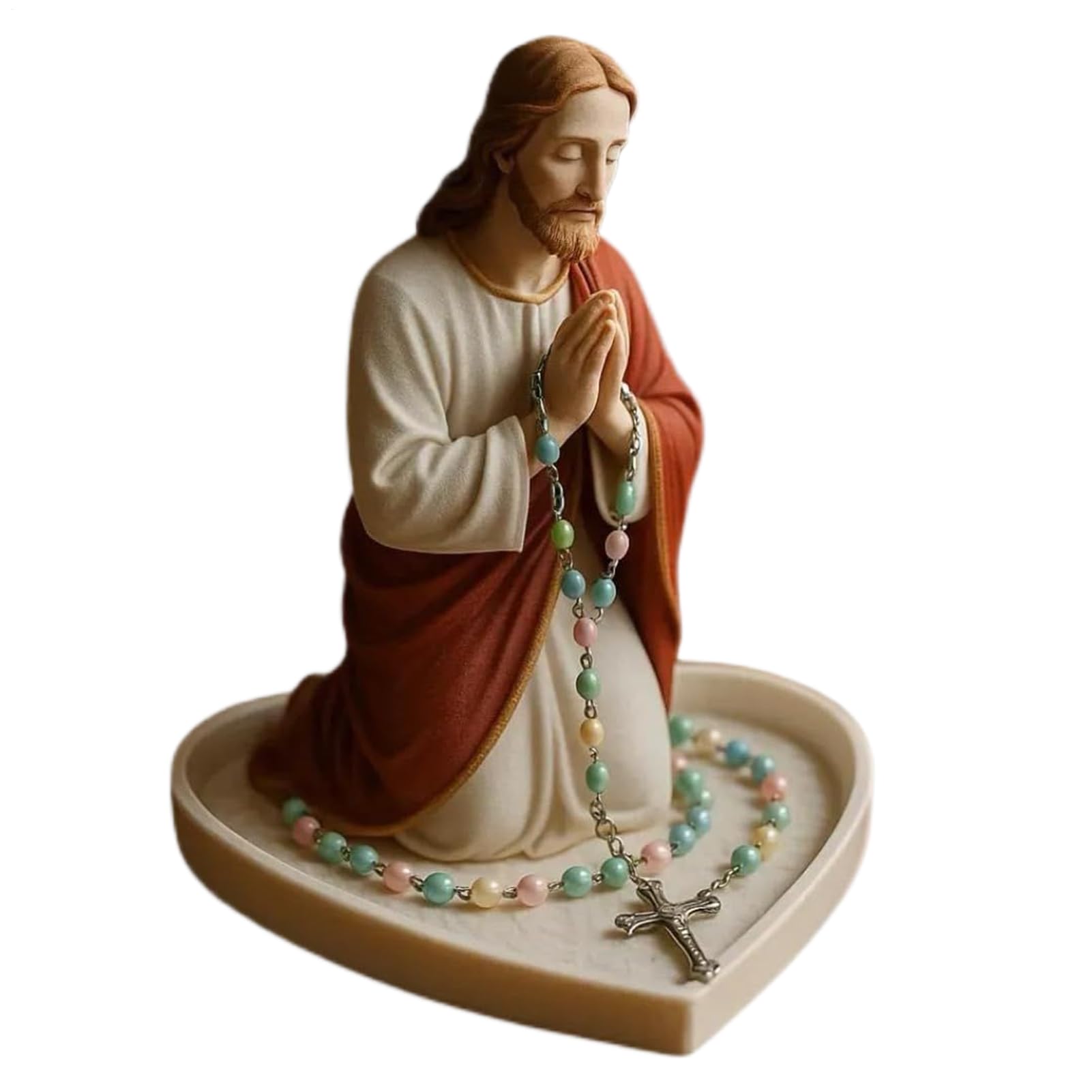 Support de chapelet Jésus et Marie statuette cadeau d'anniversaire et baptême