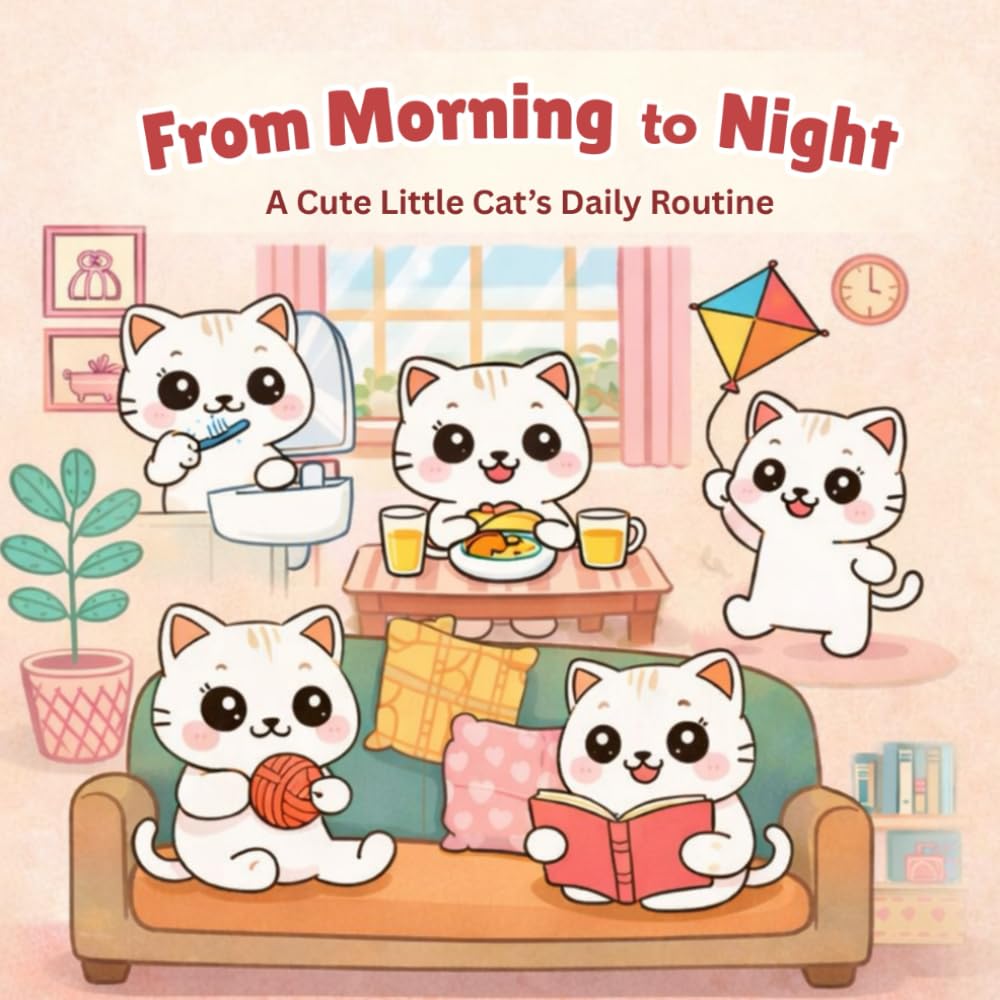 From Morning to Night with Cute Cat: Adorable Morning to Night Cat Coloring Pages for Toddlers and Preschool Kids (Purrfect Fun Cat Series)