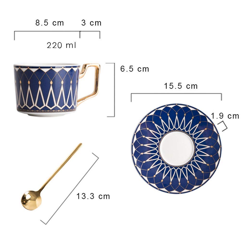 Modny Geometryczny Wzór Filiżanka Do Kawy I Spodek Porcelanowy Niebieski Czerwony Różowy Zielony Kubek Do Herbaty Talerz Łyżka Zestaw Prezentów Dla Mężczyzn Wystrój Domu