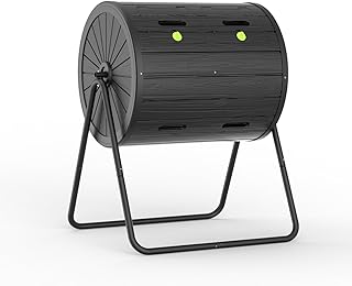 Dual Chamber Tumbling Composter 43 Gallon Large Outdoor Tumbling Compost...