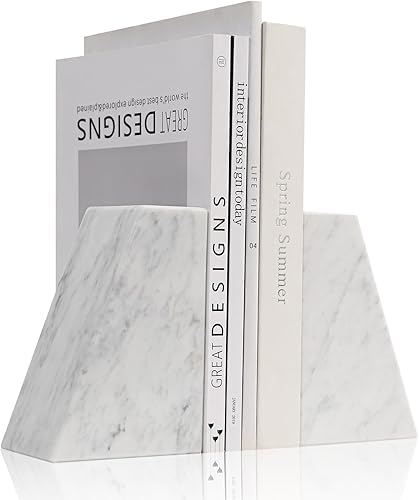 Miniatura 14 de Sujetalibros de mármol de lujo para estantes, extremos de libros de mármol resistentes de 13 libras para libros pesados, sujetalibros de piedra
