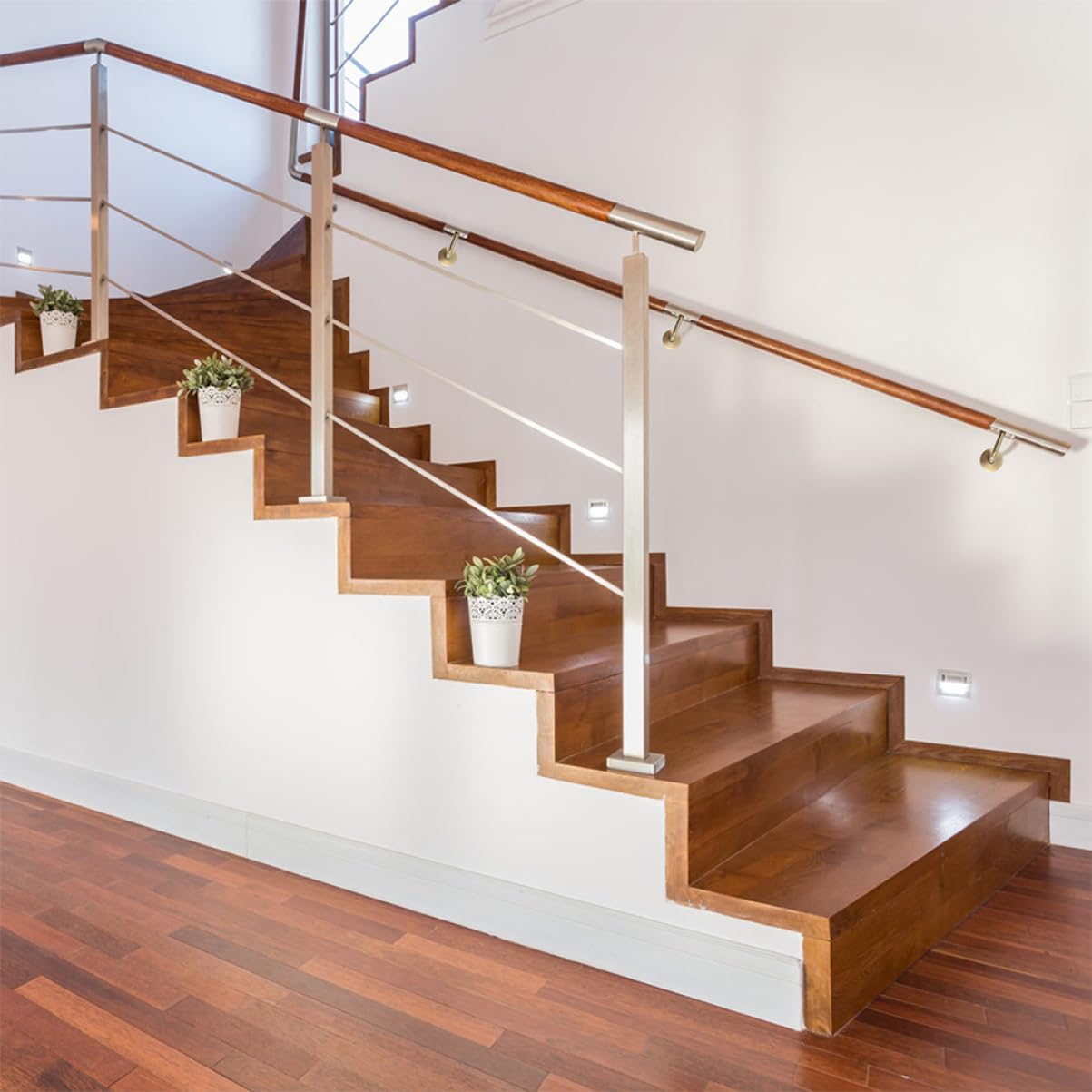 6pcs Stainless Steel Handrail Brackets Stair Support Easy to Install Durable Wall-Mount Design for Indoor Stairs and Deck Railings